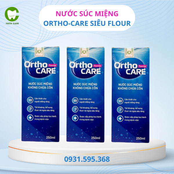 [ SIÊU NHIỀU FLUOR ] - Nước súc miệng không cồn ORTHO-CARE bổ sung flouride, giảm ê buốt, tụt nướu hiệu quả